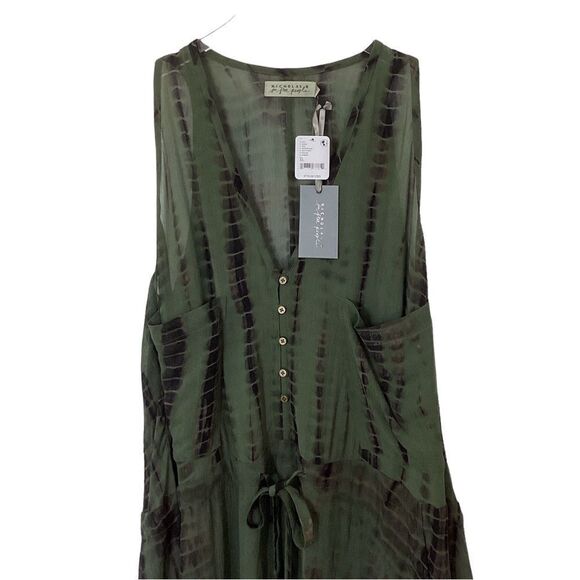 NICHOLAS K x FREE PEOPLE Size XL NWT Dahlia Tie Dye Jumpsuit Sage Green Black - Picture 4 of 16